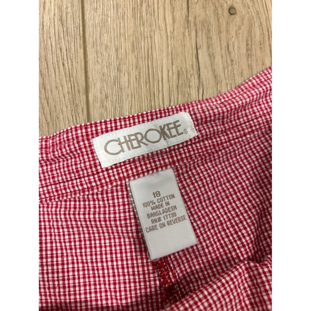 Cherokee Gingham Skort Set 2pc Red Navy Blue Check Cotton Wrap Skirt Shorts 18 - Picture 3 of 6